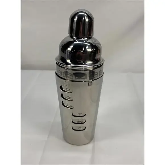 Stainless Steel Cocktail Shaker Strainer With Dial Up Drink Recipes - Picture 4 of 10